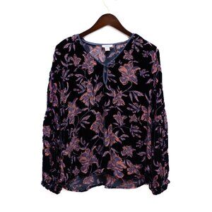 Sundance Burnout Velvet Top Boho Blouse‎ Women’s XS Purple Floral Whimsigoth